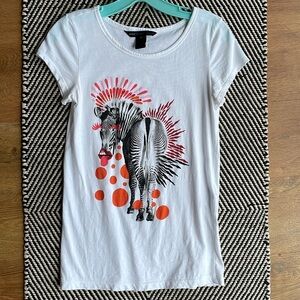 Marc by Marc Jacob’s NWOT Zebra T-Shirt XS 2014 Graphic Fitted White
